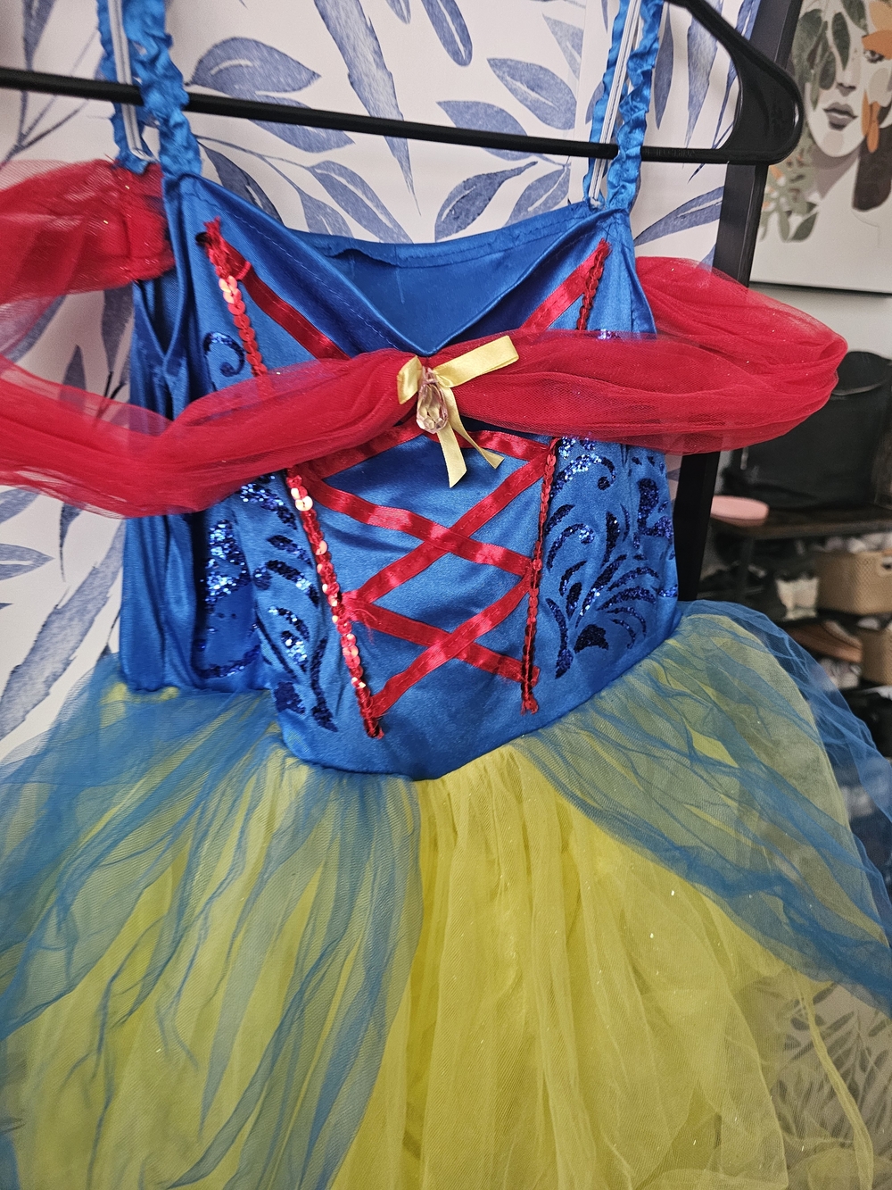 Blue & Yellow Fairy Princess Kids Costume with Red Accents